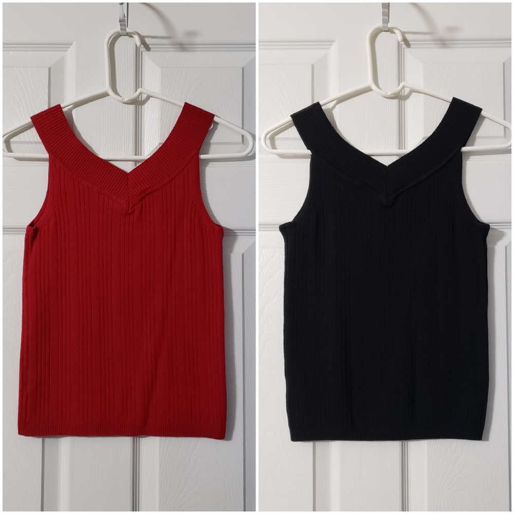 Ladie's Faded Glory Double V Cropped Sweater Tank-Top